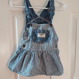 OshKosh B'gosh Striped Denim Overall Skirt in Blue and White